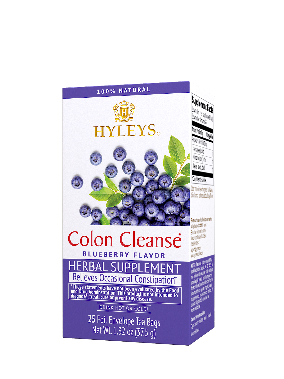 COLON CLEANSE BLUEBERRY FLAVOR- 25 FOIL ENVELOPE TEA BAGS - Image 2