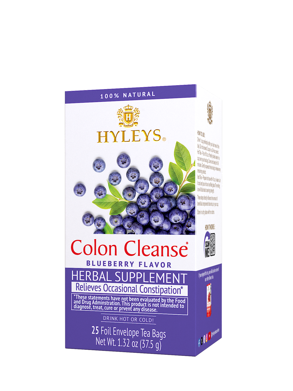 COLON CLEANSE BLUEBERRY FLAVOR- 25 FOIL ENVELOPE TEA BAGS