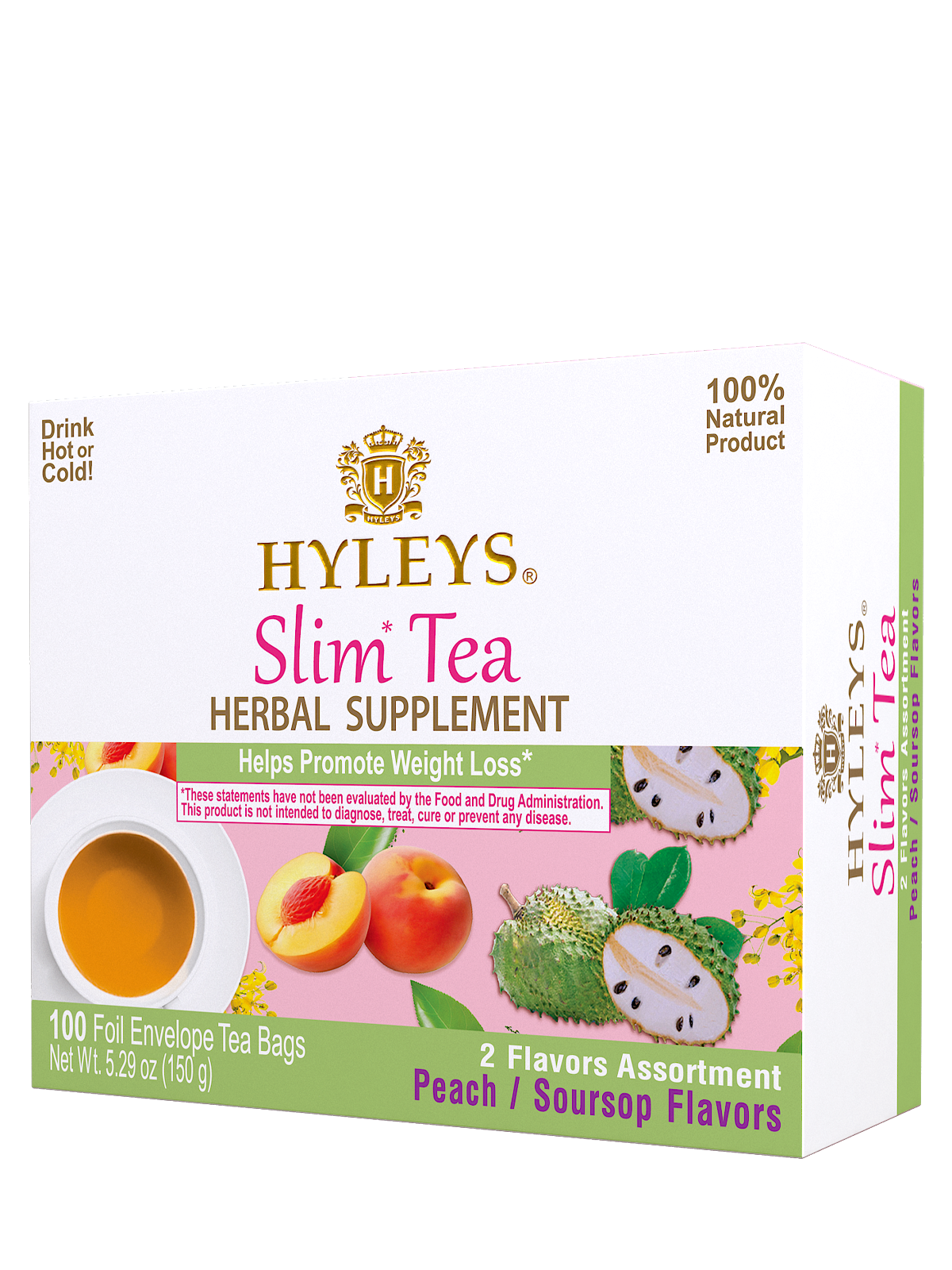 SLIM TEA 2 FLAVOR ASSORTMENT – 100 FOIL ENVELOPE TEA BAGS