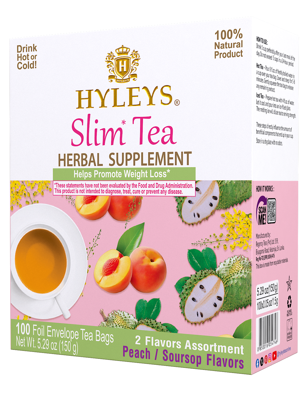 SLIM TEA 2 FLAVOR ASSORTMENT – 100 FOIL ENVELOPE TEA BAGS - Image 2