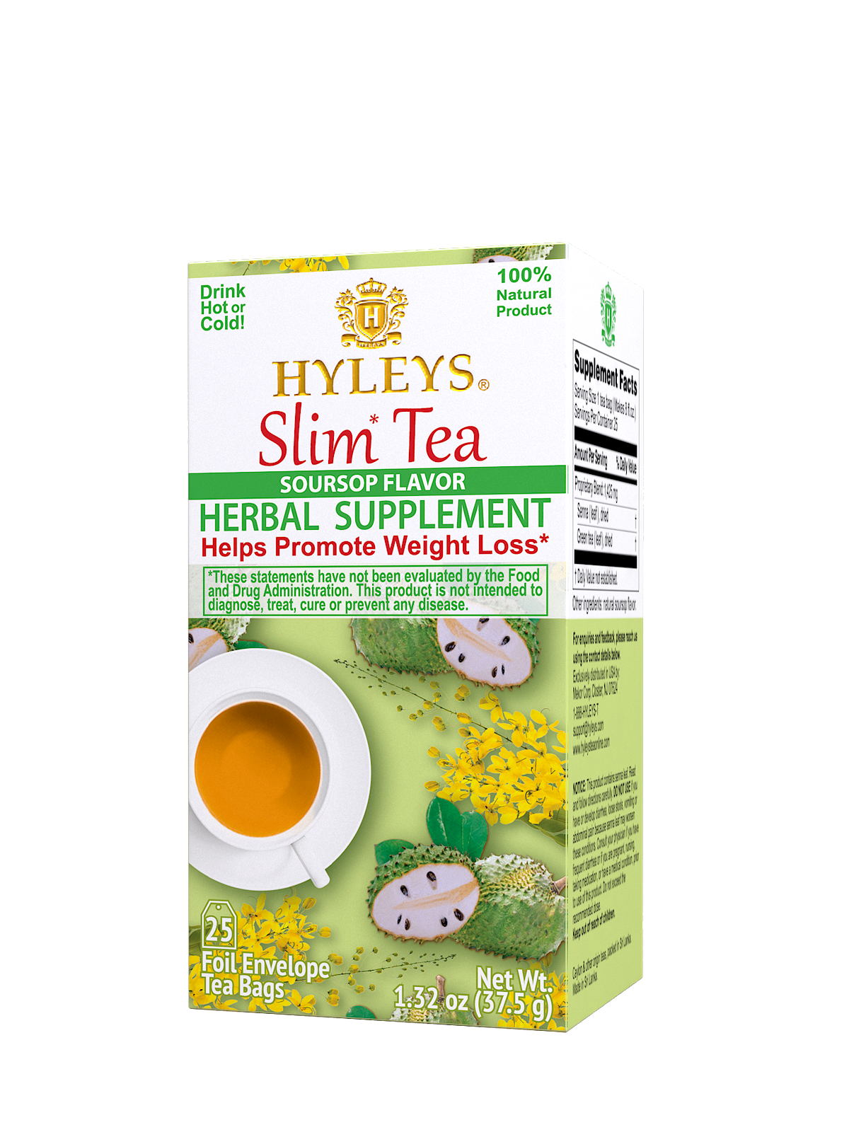 SLIM TEA SOURSOP FLAVOR-25 FOIL ENVELOPE TEA BAGS - Image 2