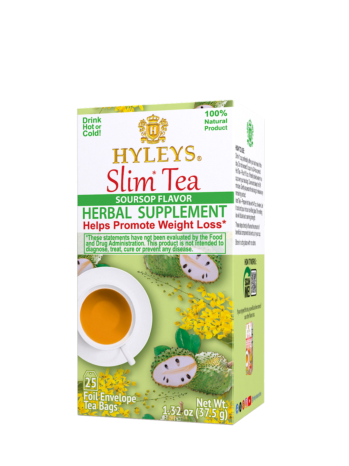 SLIM TEA SOURSOP FLAVOR-25 FOIL ENVELOPE TEA BAGS